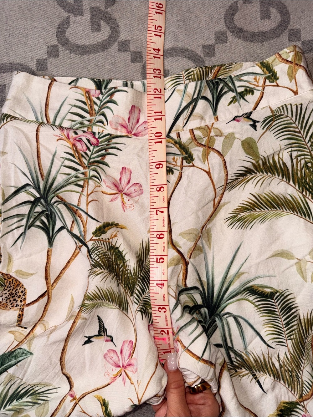 H&M Tropical Print Wide-Leg Pants - White/Green - Picture 8 of 12